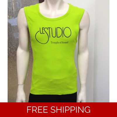 Le Studio Tank Top Lime Green Black Front Logo TOS